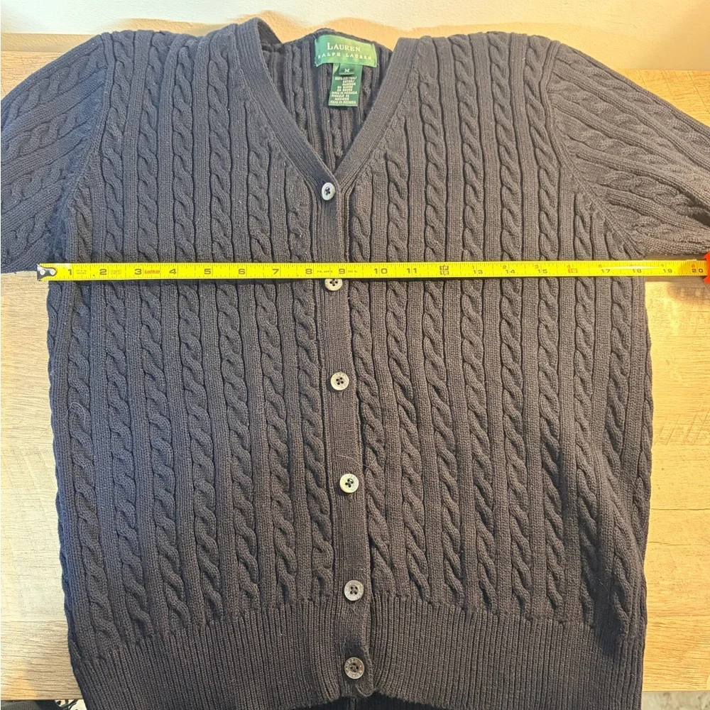 Ralph Lauren Navy Cable Knit Short Sleeve Cardigan - Picture 6 of 6